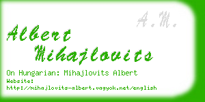 albert mihajlovits business card